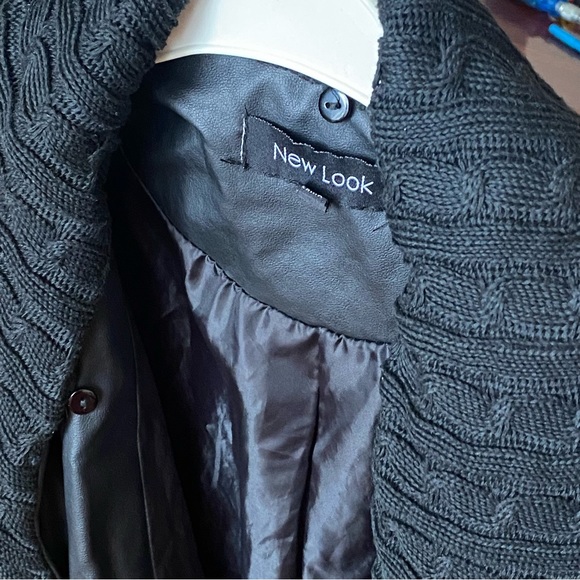 Faux Leather Jacket with Sweater Lapels - Picture 7 of 7